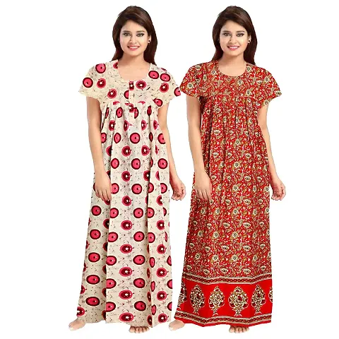 KHUSHI PRINT Cotton Printed Attractive Maternity Sleepwear Maxi Nighty