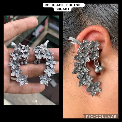 Beautiful trendy polish oxidised bugadi earring