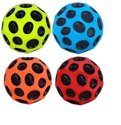 Super Bouncy Coral Star Anti Stress Ball for Children Moon Crater Texture Kids Soft Beach Garden Outdoor Indoor Picnic Cricket Coral Ball  PACK OF 4