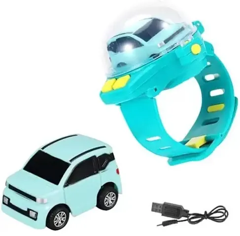 2.4 GHz Cartoon Mini Watch Car Toy, USB Rechareable Remote Control Toy, Wrist Racing Car Watch for Kids (One Watch Controller with One Car