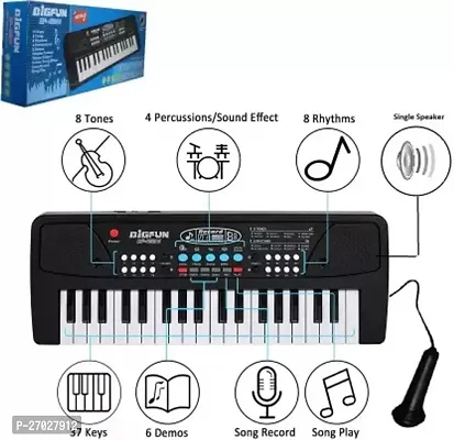 Piano Keyboard Toy for Kids with Mobile Charger Power Option, USB Cable and Recording-Latest Edition (Black)  (Black)