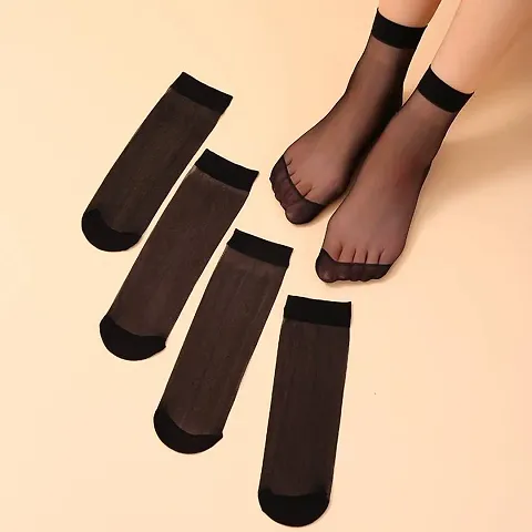 Black ankle length transparent  sheer stocking sock pack of 5