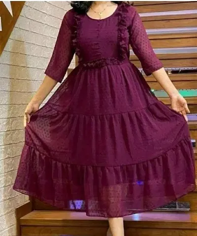Classy Georgette Midi Dress For Women