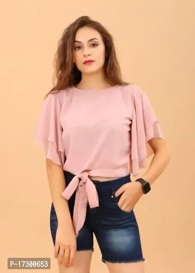 Peach Color Georgette Top-thumb0