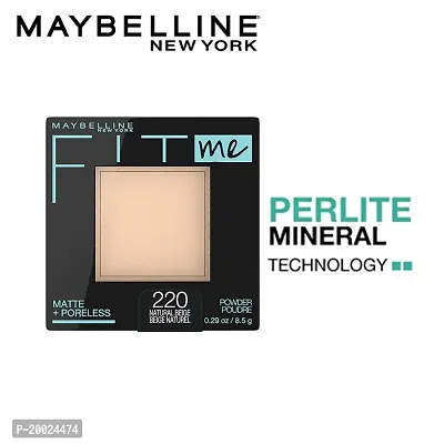 Maybelline New York Powder Foundation, Pressed Powder Compact, Mattifies Skin, Incl. Mirror and Applicator, Fit Me, 220 Natural Beige, 8.5g-thumb3
