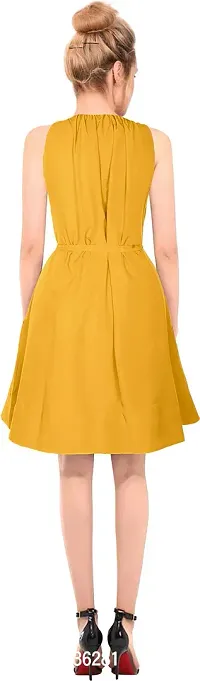 Stylish Yellow Polyester Solid A-Line Dress For Women-thumb2