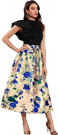 Stylish Multicoloured Satin Self Pattern A-Line Dress For Women-thumb2