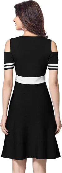 Stylish Black Polyester Solid A-Line Dress For Women-thumb1