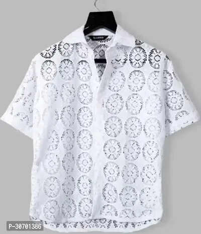 Reliable White Jaquard Printed Casual Shirt For Men-thumb0