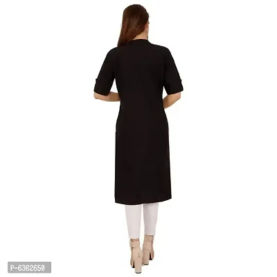 Alluring Black Cotton Blend Solid Straight Kurta For Women-thumb3