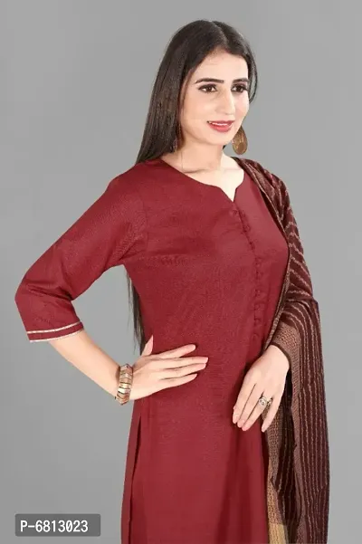 Elegant Cotton Blend Kurta With Bottom And Dupatta Set For Women-thumb4