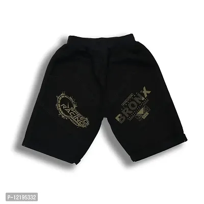 Maskhare Boys Regular Fit Pure Cotton Shorts Elasticated Waist Band with Three Pockets |Comfortable Three Fourth Shorts | Black