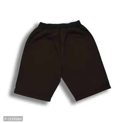 Maskhare Boys Regular Fit Pure Cotton Shorts Elasticated Waist Band with Three Pockets (Brown)-thumb3