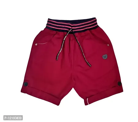Maskhare Boy's Regular Fit Elastic Waist Drawstring Cotton Shorts|Bermuda Half Pants (Maroon)
