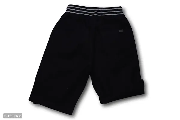 Maskhare Boy's Regular Fit Elastic Waist Drawstring Cotton Shorts|Bermuda Half Pants (Black)-thumb3