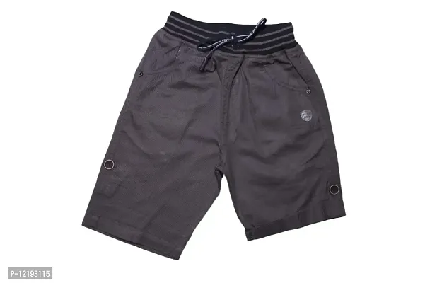 Maskhare Boy's Regular Fit Elastic Waist Drawstring Cotton Shorts|Bermuda Half Pants (Grey)