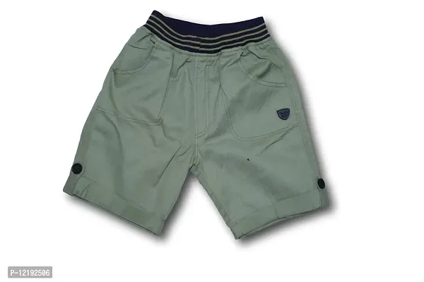 Maskhare Boy's Regular Fit Elastic Waist Drawstring Cotton Shorts|Bermuda Half Pants (Seagreen)-thumb0