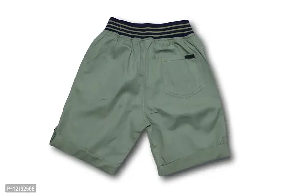 Maskhare Boy's Regular Fit Elastic Waist Drawstring Cotton Shorts|Bermuda Half Pants (Seagreen)-thumb2