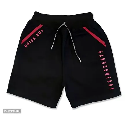 Maskhare Boy's Regular Fit Stylish Cotton Shorts|Bermuda Half Pants (Black)