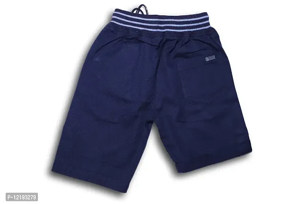 Maskhare Boy's Regular Fit Elastic Waist Drawstring Cotton Shorts|Bermuda Half Pants (Navy)-thumb2