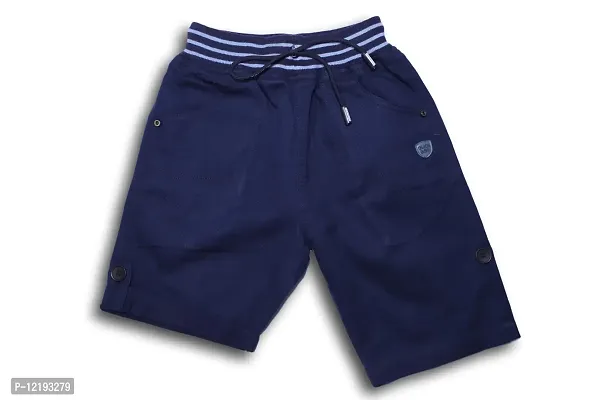 Maskhare Boy's Regular Fit Elastic Waist Drawstring Cotton Shorts|Bermuda Half Pants (Navy)-thumb0