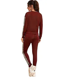 Stylish Maroon Cotton Blend Printed Tracksuit For Women-thumb1