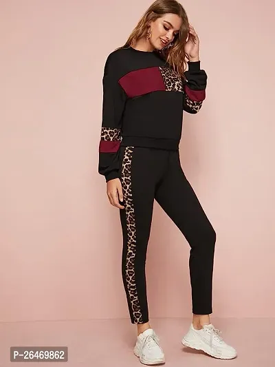 Elite Black Polyester Printed Tracksuit For Women-thumb3