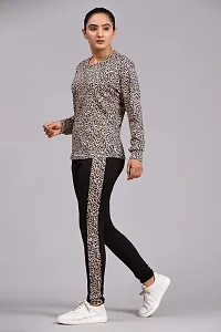 Stylish Brown Cotton Blend Printed Tracksuit For Women-thumb1