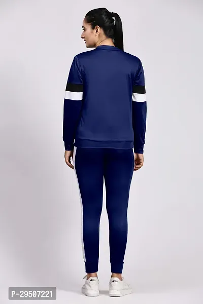 Stylish Navy Blue Cotton Blend Printed Tracksuit For Women-thumb3