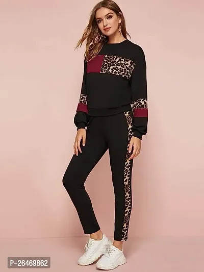 Elite Black Polyester Printed Tracksuit For Women-thumb4