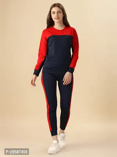 Stylish Red Cotton Blend Printed Tracksuit For Women-thumb0