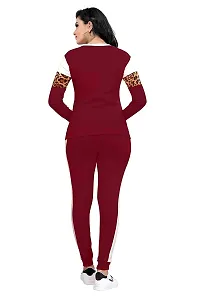 Stylish Maroon Cotton Blend Printed Tracksuit For Women-thumb2