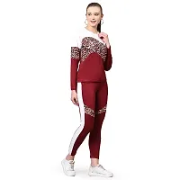 Elite Maroon Polyester Printed Tracksuit For Women-thumb3