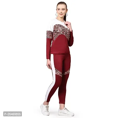 Elite Maroon Polyester Printed Tracksuit For Women-thumb4