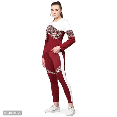 Elite Maroon Polyester Printed Tracksuit For Women-thumb3