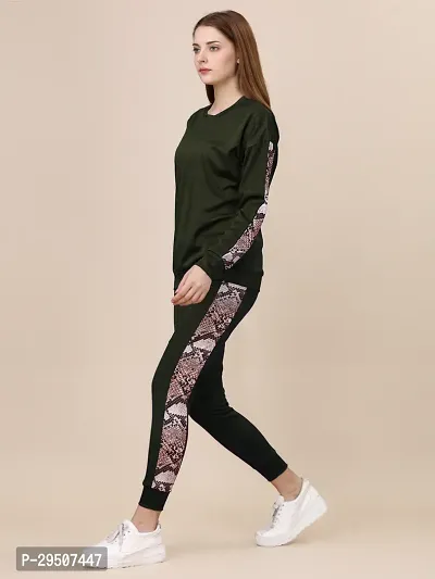 Stylish Green Cotton Blend Printed Tracksuit For Women-thumb2