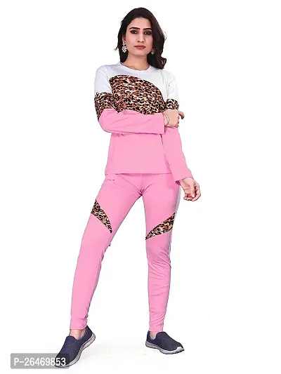 Elite Pink Polyester Printed Tracksuit For Women-thumb2