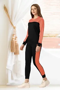 Stylish Peach Cotton Blend Long Sleeves Tracksuit For Women-thumb1