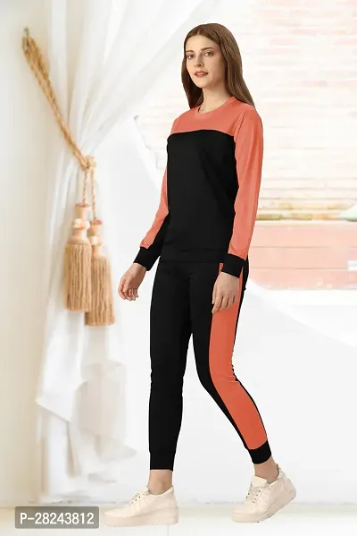 Stylish Peach Cotton Blend Long Sleeves Tracksuit For Women-thumb2