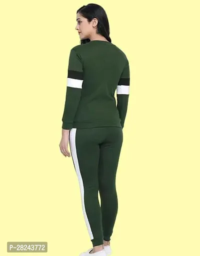 Stylish Green Cotton Blend Long Sleeves Tracksuit For Women-thumb3