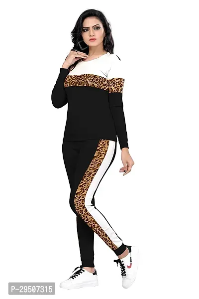 Stylish Black Cotton Blend Printed Tracksuit For Women-thumb2