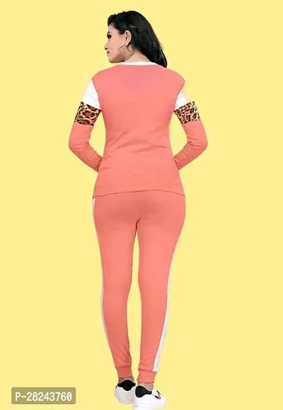 Stylish Peach Cotton Blend Long Sleeves Tracksuit For Women-thumb3