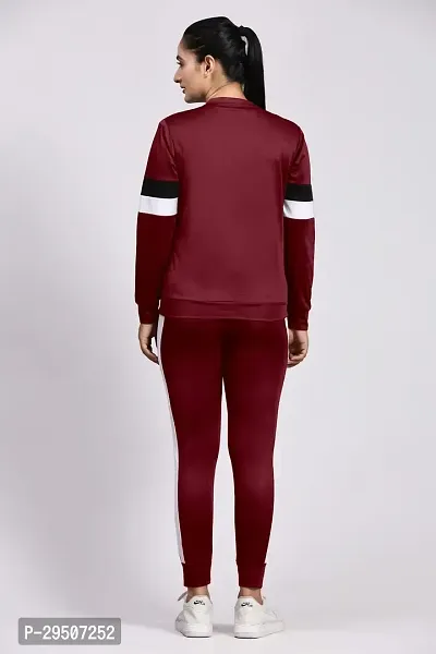 Stylish Maroon Cotton Blend Printed Tracksuit For Women-thumb4