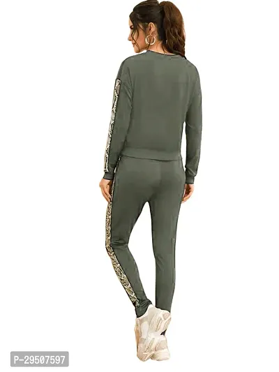 Stylish Grey Cotton Blend Printed Tracksuit For Women-thumb2