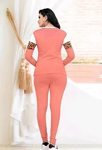 Stylish Peach Cotton Blend Long Sleeves Tracksuit For Women-thumb2