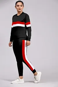 Stylish Black Cotton Blend Printed Tracksuit For Women-thumb1