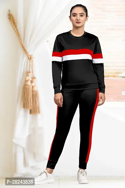 Stylish Black Cotton Blend Long Sleeves Tracksuit For Women-thumb0