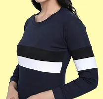 Stylish Navy Blue Cotton Blend Long Sleeves Tracksuit For Women-thumb2