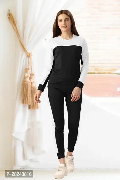 Stylish White Cotton Blend Long Sleeves Tracksuit For Women-thumb0