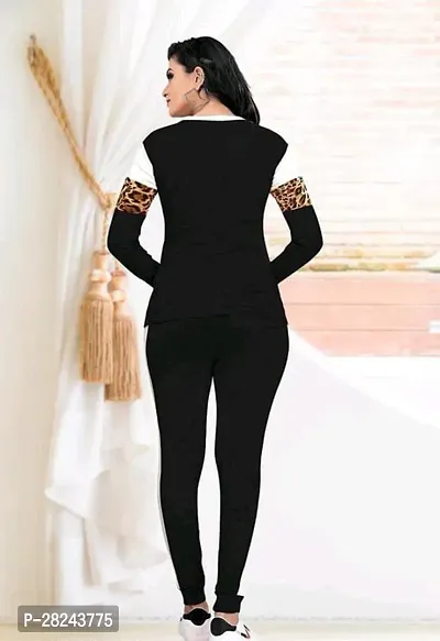 Stylish Black Cotton Blend Long Sleeves Tracksuit For Women-thumb3